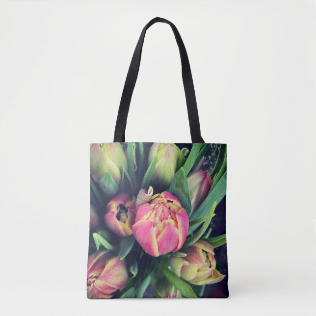 Rosa Tulip Tote Bag Tygkasse (Framsida)