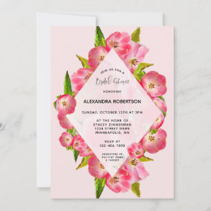 Rosa Tulip Watercolor Blommigt Möhippa Inbjudningar
