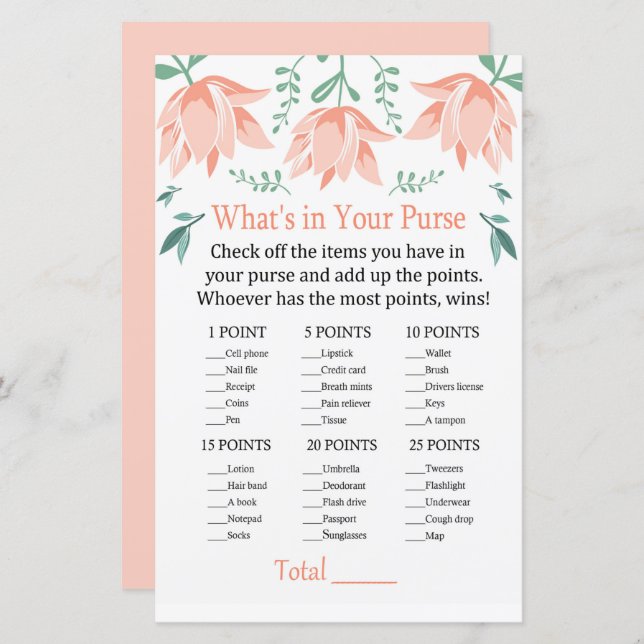 Rosa Tulip What's in your purse match (Fram/baksida)