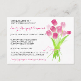 Rosa Tulips - 3 x 5 BABY Shower-inbjudan Inbjudningar