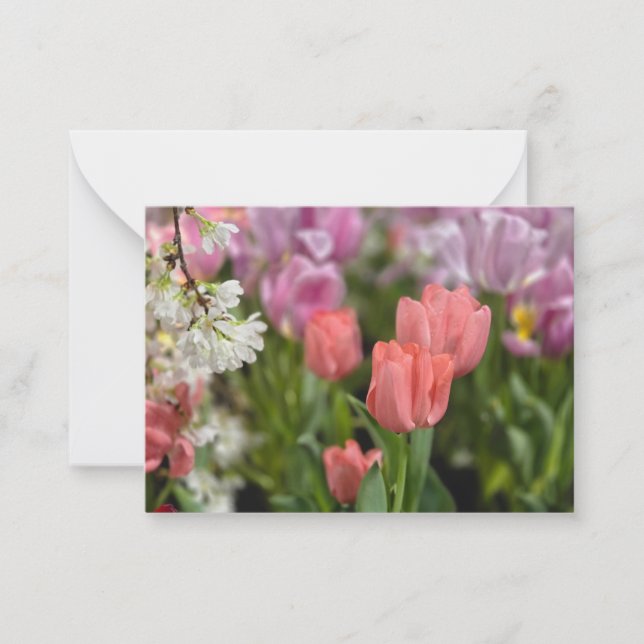 Rosa Tulips Anteckningskort (Framsida)
