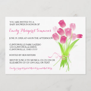 Rosa Tulips - BABY Shower-inbjudan Inbjudningar