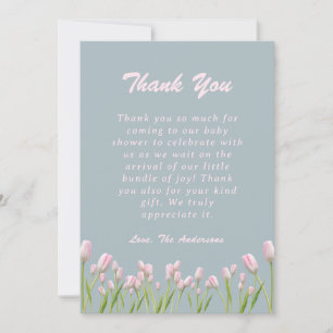 Rosa Tulips Baby Shower Tack för ditt kort