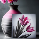 Rosa Tulips Bläck Sketch<br><div class="desc">En vacker digital bläck-skiss av rosa-tulpaner,  rosa och svart. Den här konsten var tänkt med AI.</div>
