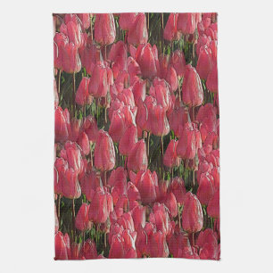 Rosa Tulips Blommigt Kökshandduk