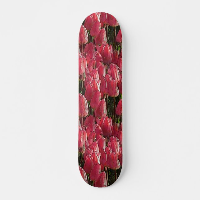 Rosa Tulips Blommigt Mini Skateboard Bräda 18,5 Cm (Framsida)