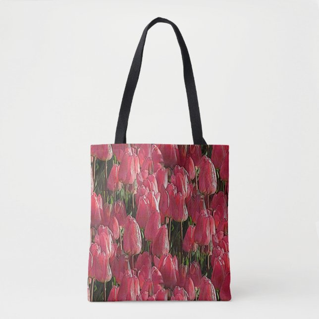 Rosa Tulips Blommigt Tygkasse (Framsida)