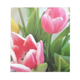 Rosa Tulips, Blommigt Vår Bouquet, blommor Anteckningsblock