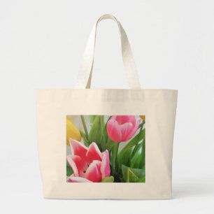 Rosa Tulips, Blommigt Vår Bouquet, blommor Jumbo Tygkasse