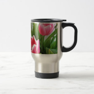 Rosa Tulips, Blommigt Vår Bouquet, blommor Resemugg