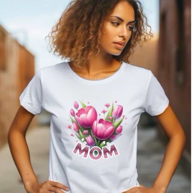 Rosa Tulips Bouquet - MAMMA T Shirt (Skapare uppladdad)