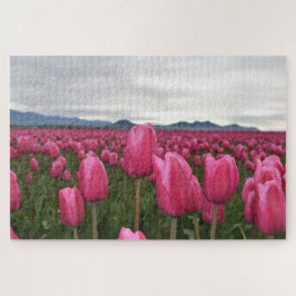 Rosa Tulips Flowers Jigszle Puzzle Pussel