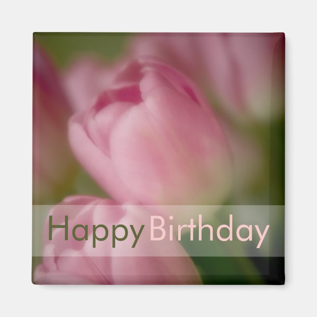 Rosa Tulips ・ Grattis på födelsedagen Magnet (Framsidan)