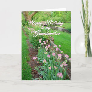 Rosa Tulips Grattis på födelsedagen mormor Kort