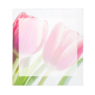 Rosa Tulips med Grönt Löv Photo Anteckningsblock