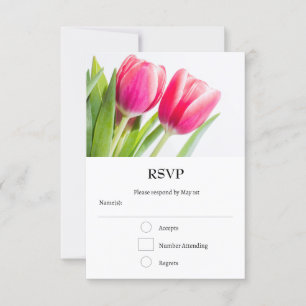 Rosa Tulips med Grönt Löv Photo OSA Kort