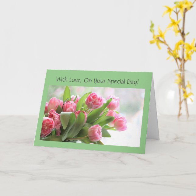 Rosa Tulips Mors dag-kort Kort (Gul blomma)