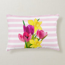 Rosa Tulips och affodils Flower Accent Pillow