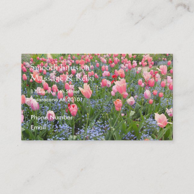 Rosa Tulips och Glöm mig-Nots Tidsbeställning Kort (Framsida)