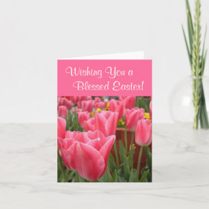 Rosa Tulips - Önskar ett bländat Påsk-kort Helgkort