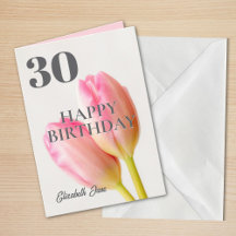 Rosa Tulips Personlig 30 Grattis på födelsedagen