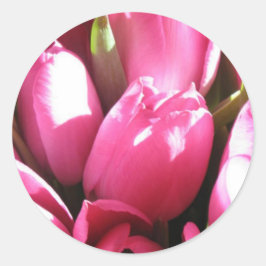 Rosa Tulips Runt Klistermärke