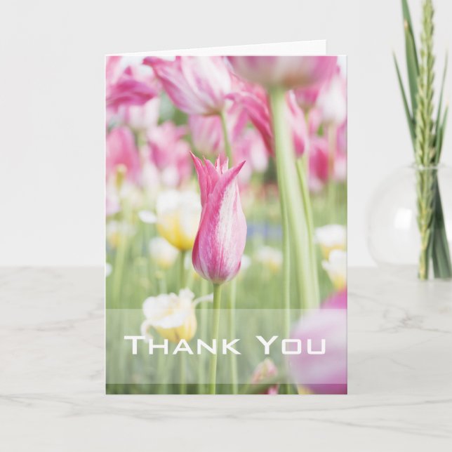 Rosa Tulips Tack Greeting Card Kort (Framsida)