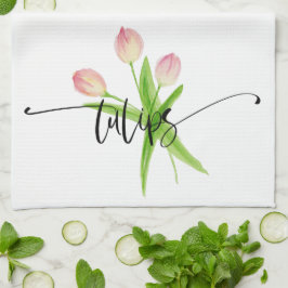 Rosa Tulips Watercolor Kitchen Towel Kökshandduk