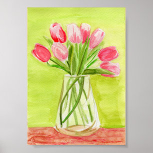 Rosa Tulips Watercolor Poster