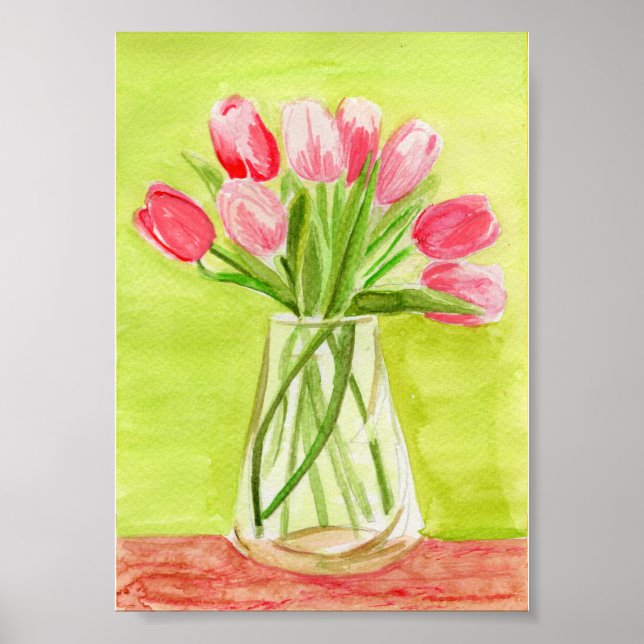 Rosa Tulips Watercolor Poster (Framsidan)
