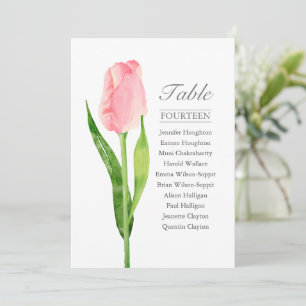 Rosa Tulp Sittdiagram över enkelt Bröllop-Bord Inbjudningar
