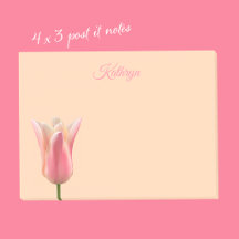 Rosa Tulpan Anpassat Namn Post It Notes