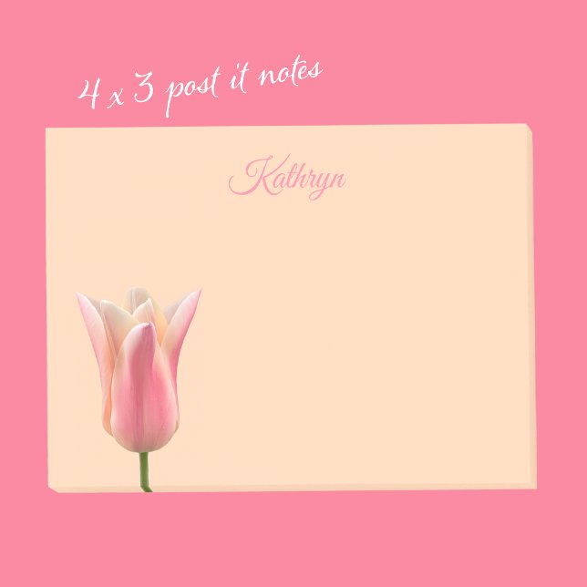 Rosa Tulpan Anpassat Namn Post It Notes Post-it Block (Skapare uppladdad)