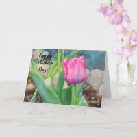 Rosa Tulpan Blomster Trädgård Konst Morsdagskort