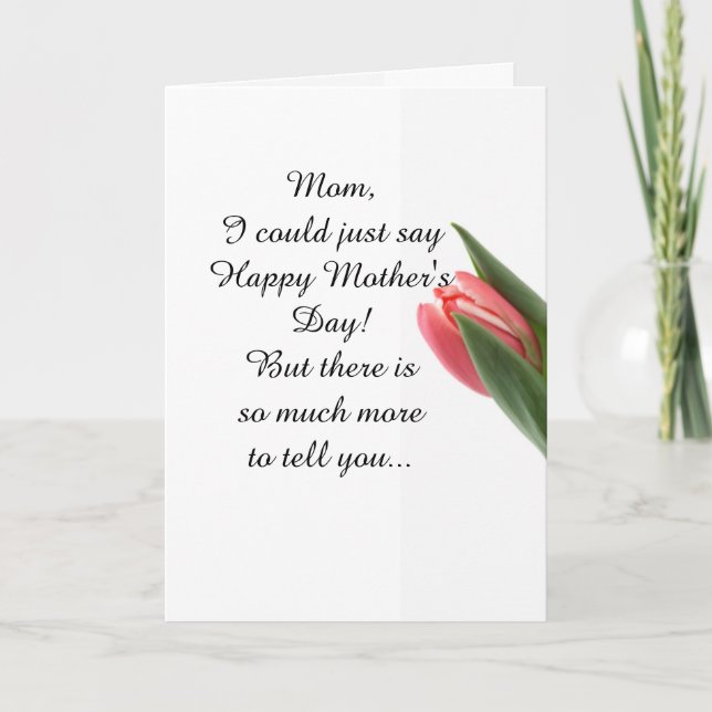 Rosa tulpan för mors dag från dotter tack kort (Framsida)