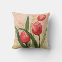 Rosa tulpan kastkudde 16" x 16" kudde