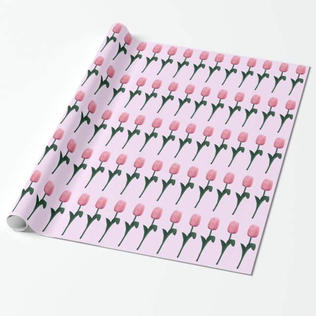 Rosa tulpan presentpapper (Utrullad)