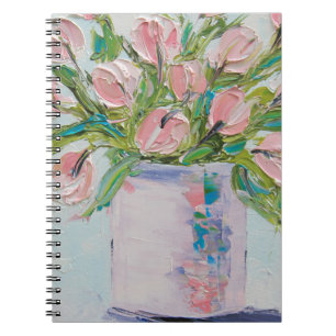 Rosa tulpan som målar, tulpankonst, texturerade anteckningsbok