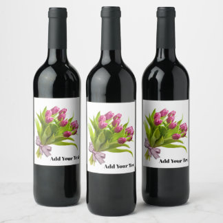 Rosa Tulpan Vin Etikett