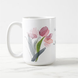 Rosa tulpanblad vita Världens bästa styvmamma Kaffemugg