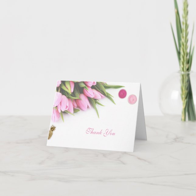 Rosa Tulpanblommans tack personlig Anteckningskort (Framsida)