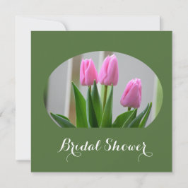 Rosa tulpanblommor inbjudningskort för möhippa.