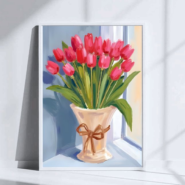 Rosa tulpanbukett vattenfärg blom- poster (Skapare uppladdad)