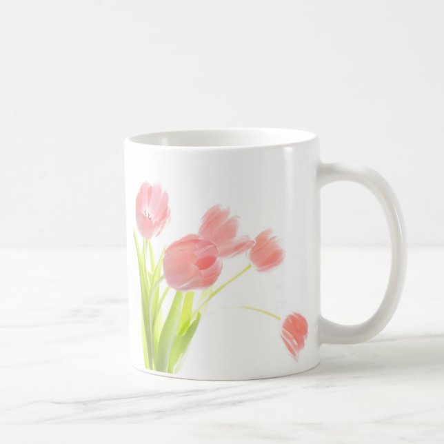 Rosa tulpanbukettmugg kaffemugg (Höger)
