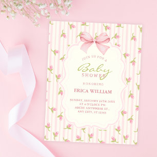 Rosa tulpaner baby shower inbjudningar