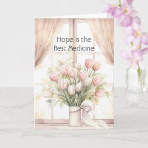 Rosa Tulpaner Blommig Hopp är den Bästa Medicinen Kort