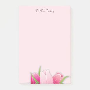Rosa tulpaner / blommor Att göra-lista Post-it Block