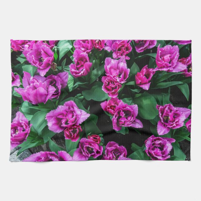 Rosa tulpaner blommor kökshandduk (Horisontell)