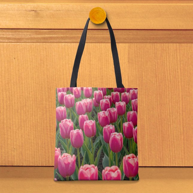 Rosa Tulpaner Handväskor Tygkasse (Tote bag with pink tulips)