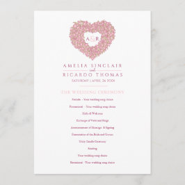 Rosa tulpaner i kärlek vid ceremonin i bröllop program